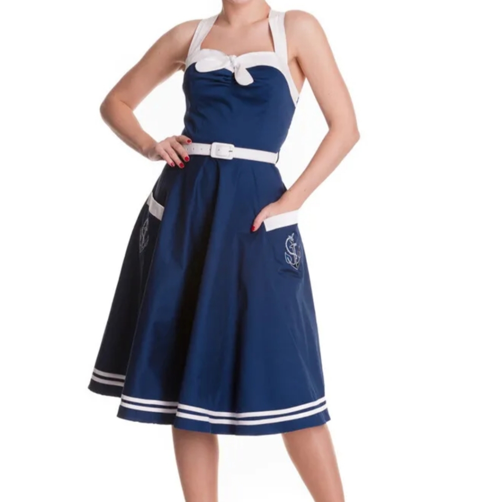 Hell Bunny Siren Dress in Navy